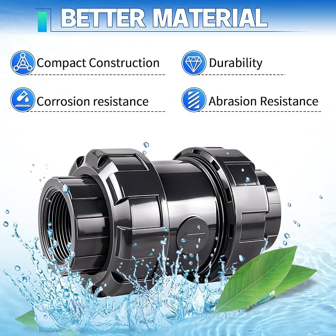1-1/4inch NPT PVC Check Valve, SCH80 Full Port Water Pump Ball Check Valve | - Image 2