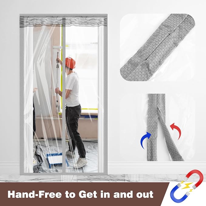 Dust Barrier, Plastic Zipper Magnetic Door Dust Protection Kit, Construction - Image 5