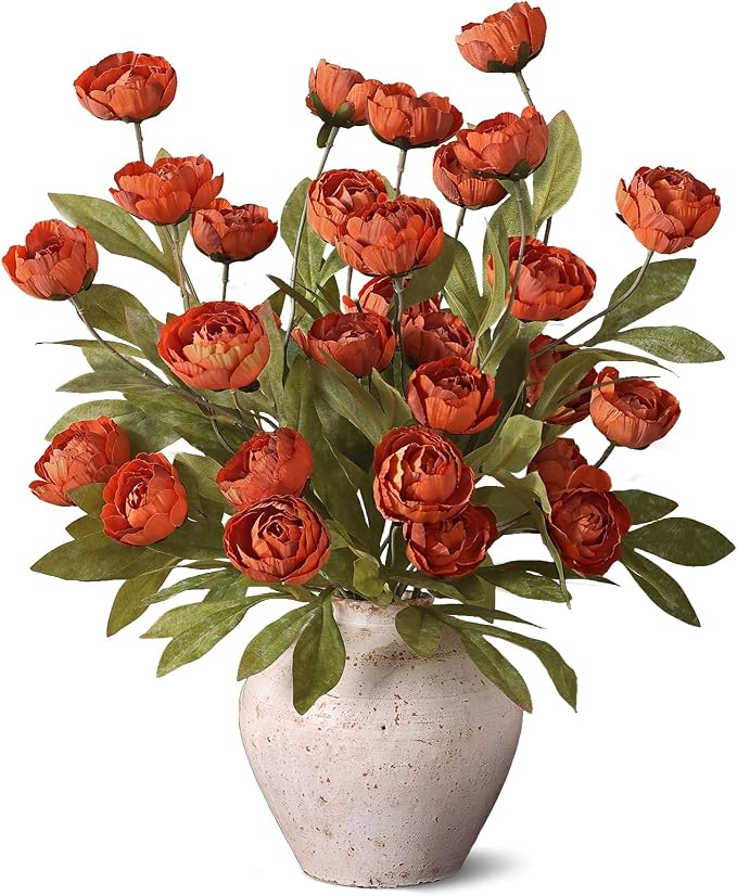 6 Pcs 27" Faux Silk Peony Artificial Fall Flowers Stems - Image 9