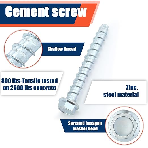 Tandefio 120 Pack 3/8 x 4 Concrete Anchors and Screw Kits Galvanized | Large - Image 3