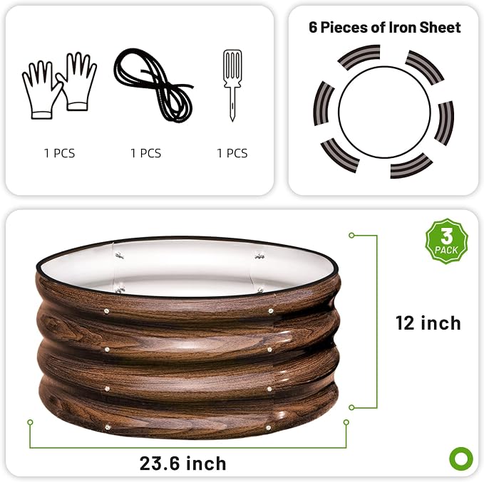 2x2x1ft Round Galvanized Raised Garden Bed Kit Outdoor, Metal Planter Box - Image 4