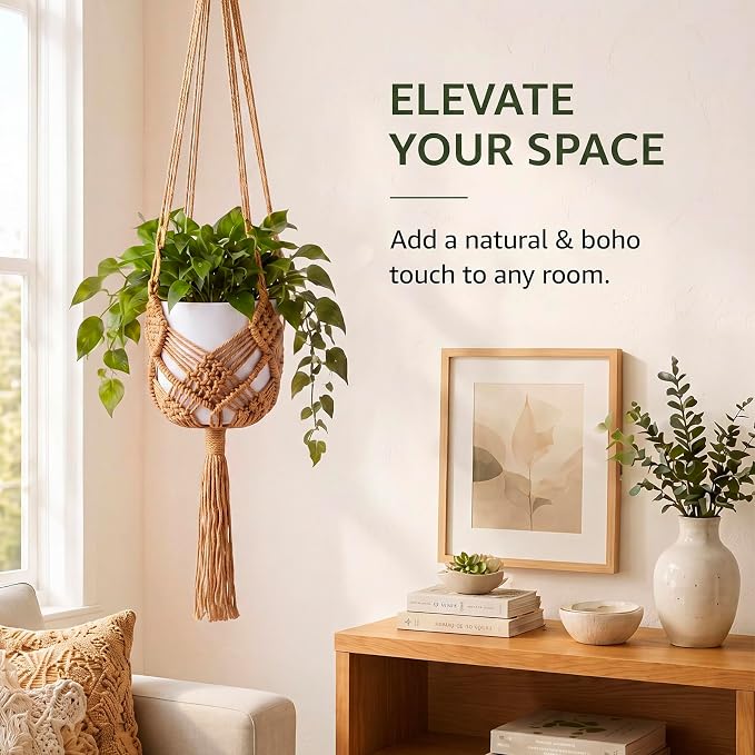Shappy 2 Pack Boho Macrame Plant Hanger - Image 4