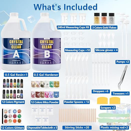 Epoxy Resin 1 Gal-Transparent Epoxy Resin Kit, Include 12 Pigments, Mica Powder - Image 6