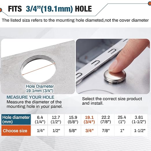 Hicarer 30 Pack Fit 3/4" Hole Metal Hole Plugs | Nickel-plated Steel Snap-in - Image 2
