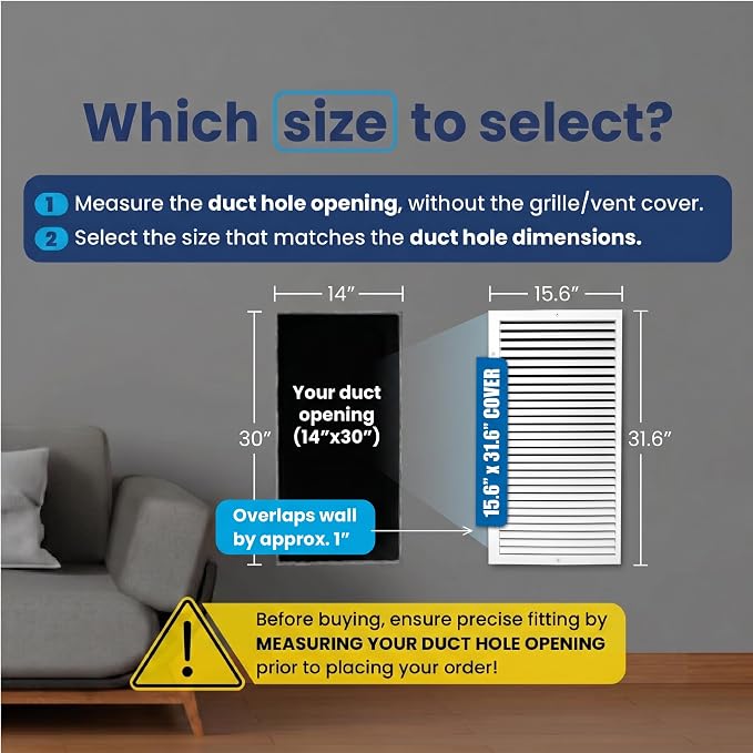 14x30 Aluminum Wall Ceiling Air Return Vent Cover HVAC Rustproof Grille - Image 2