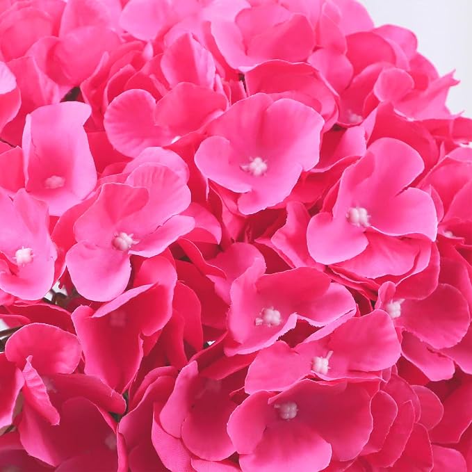 AVIVIHO 65pcs Fake Flowers Hot Pink Hydrangea Artificial Flowers Bulk Silk - Image 5