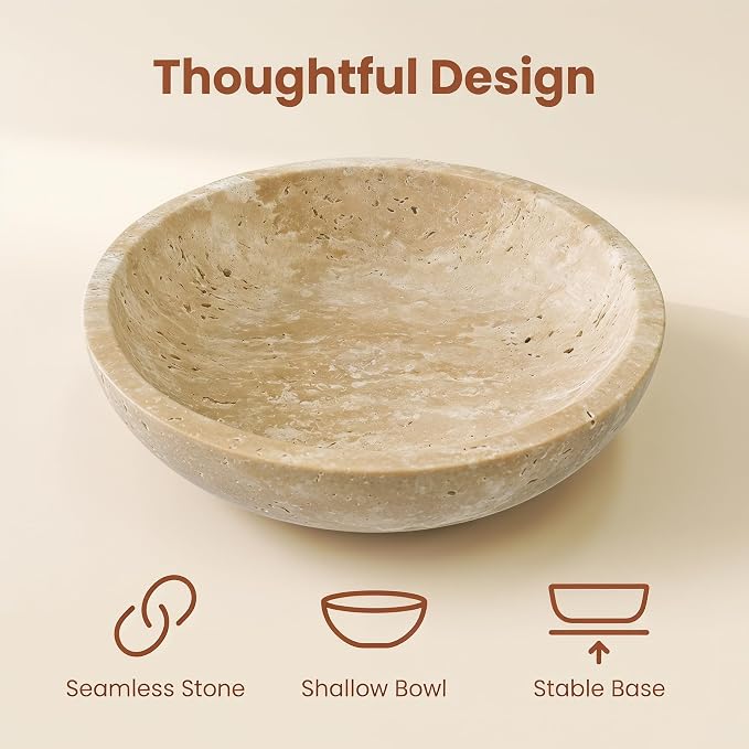7.87" Natural Travertine Stone Decorative Bowl, Limestone | Marble bowl - Image 5