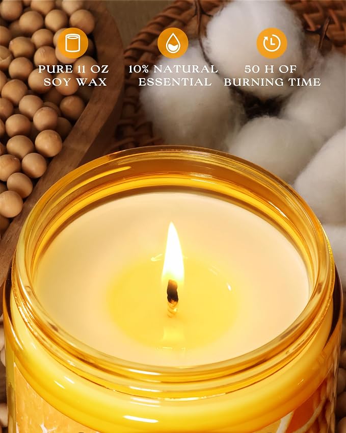 AOOVOO Citrus Lemon Large Odor Eliminating Candle - 11oz Soy Candles | - Image 3