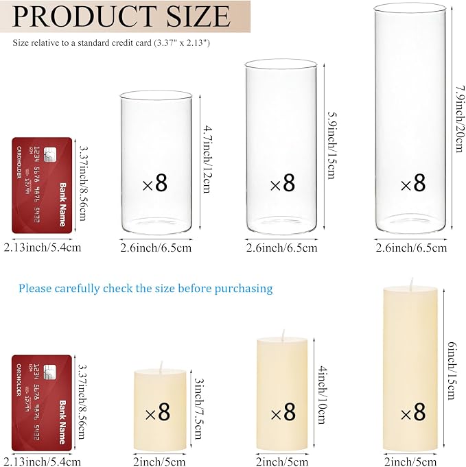 Set of 24 Lvory White Pillar Candles - Image 3