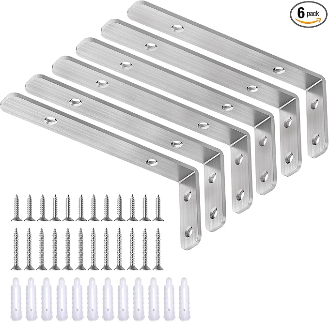 LSK 6PCS L Bracket, L 5"×H 2" Shelf Support Bracket, Max Load :42lb, Living Room by LSK