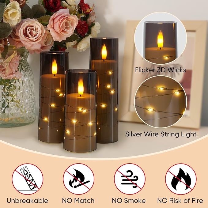 Raycare 9 Pcs Flameless Battery Operated Pillar Candles - Image 7