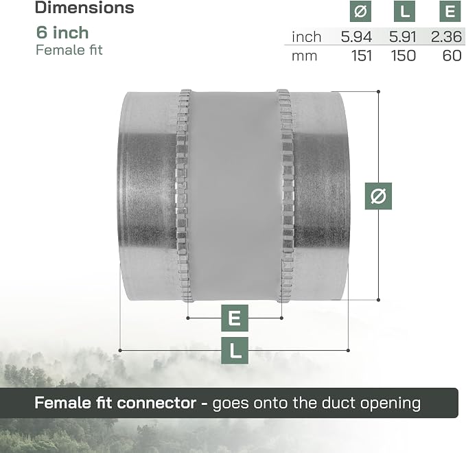 Vent Systems 6" Inch Flexible Vibration-Reducing Female Fit Duct Connector – - Image 2