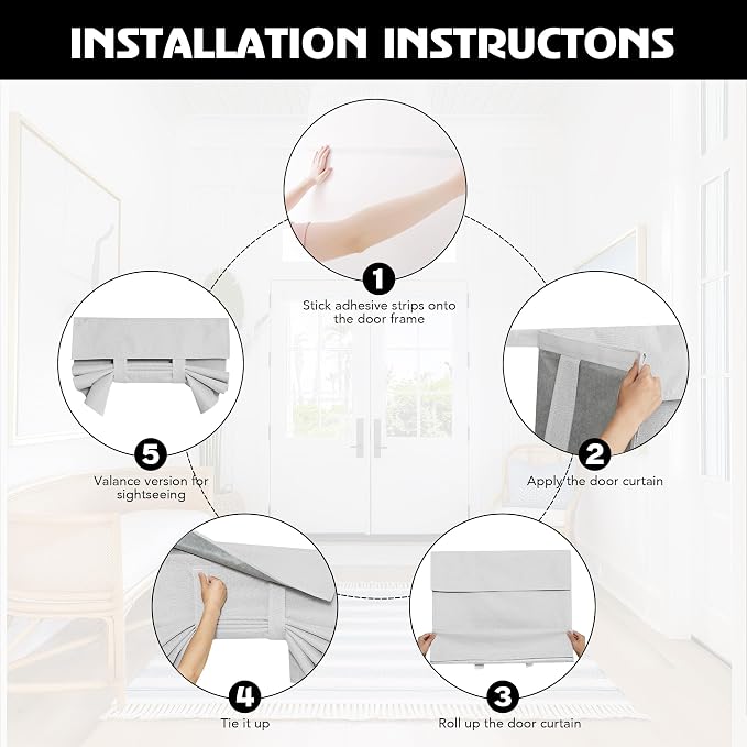 RYB HOME 100% Blackout Short French Door Linen Curtain - Image 5