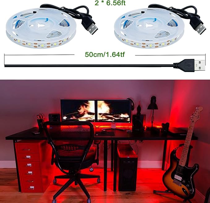 USB Red 620-625nm LED Strip 5V USB Powered 13.12ft/4M | 240LEDs Flexible - Image 7