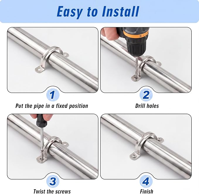 Yaocom 100 Pcs 3 Inch Opening Pipe Strap 304 Stainless Steel Conduit Clamp - Image 4