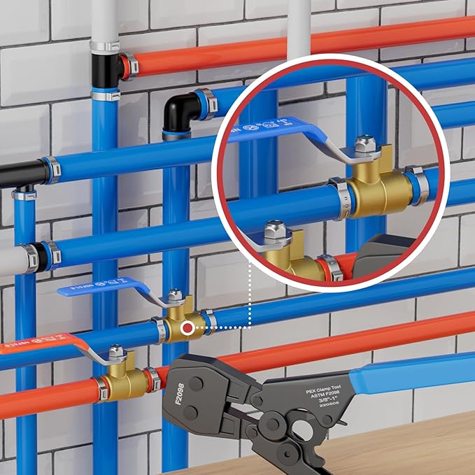 10-Pack 1" PEX Brass Ball Valve, Barb Crimp Pex Connection | Full Port Water - Image 7
