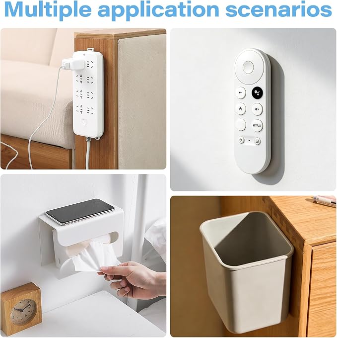 HINZIC 3pcs Self-Adhesive Power Strip Holder, Wall Mount Power Strip Mounting - Image 5
