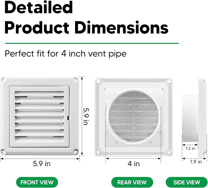 4 Inch Outside Dryer Vent Cover Hood - Image 2