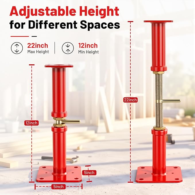 House Jacks for Leveling, 4 Pack House Floor Jack 12-22 Inch Adjustable Jack - Image 3