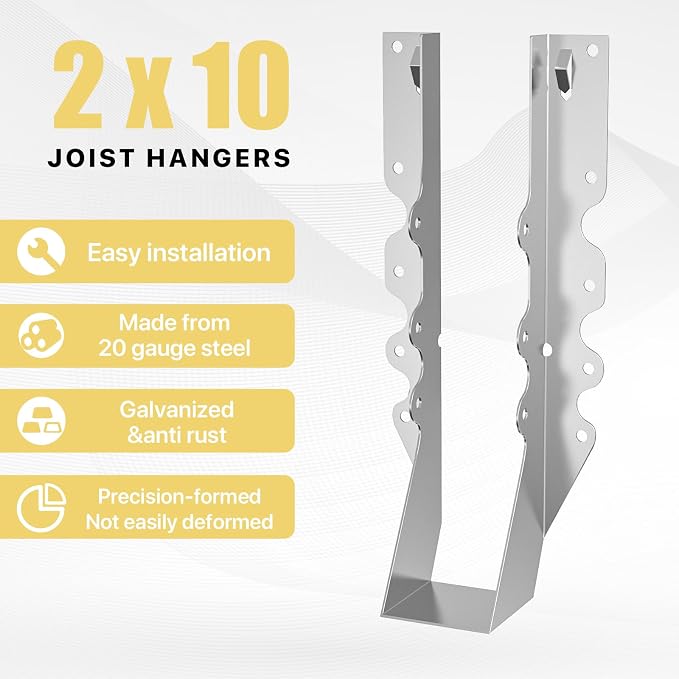 20 pcs 2x10 Joist Hanger, LU210 18 Gauge Double Shear Face Mount Joist Hanger - Image 3