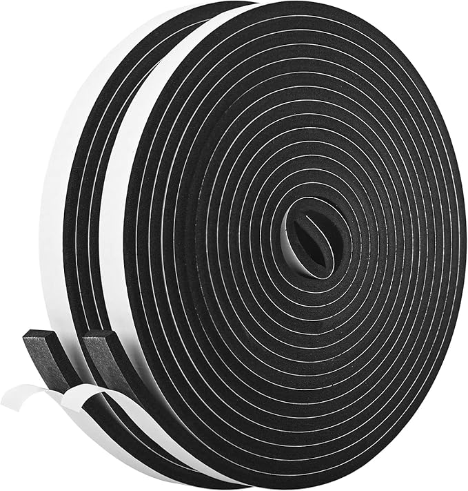 Kikerike Self Adhesive Foam Tape Weatherstrip 1/2In x 1/4In x 42Ft High Density by Kikerike