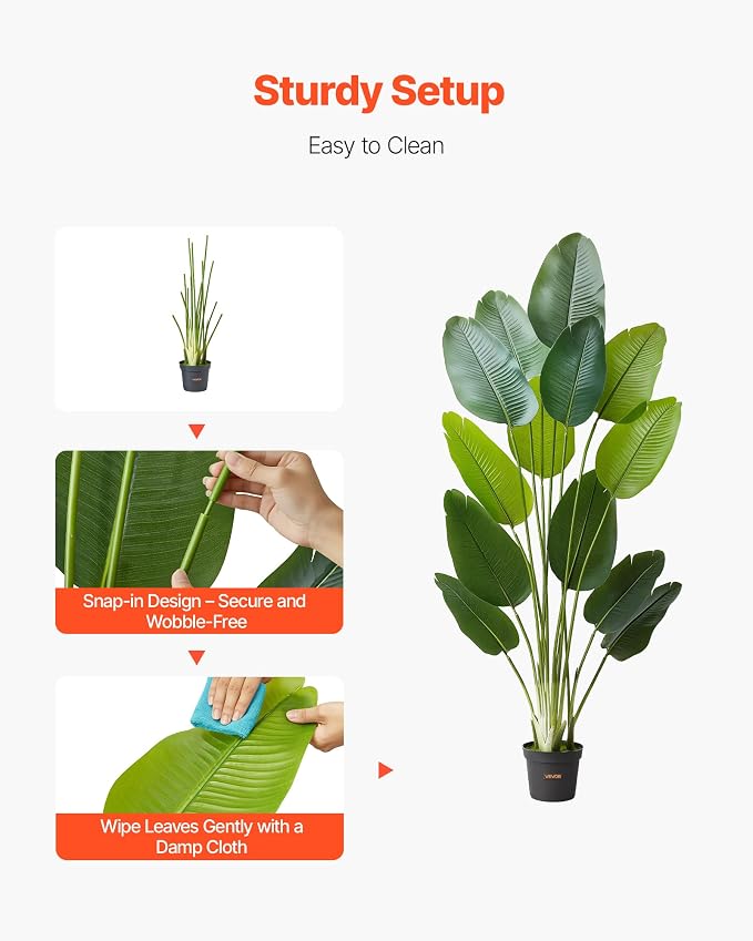 VEVOR Artificial Bird of Paradise 6 ft Tall, Fake Tropical Plants - Image 4