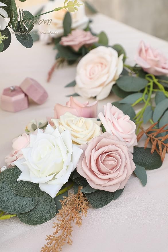 Artificial Flowers 25pcs Real Looking Shabby Blush Foam Fake Roses - Image 6