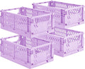 HUUSMOT 4-Pack Collapsible Plastic Storage Baskets, 9.8"x6.5"x3.8" | Pastel by HUUSMOT