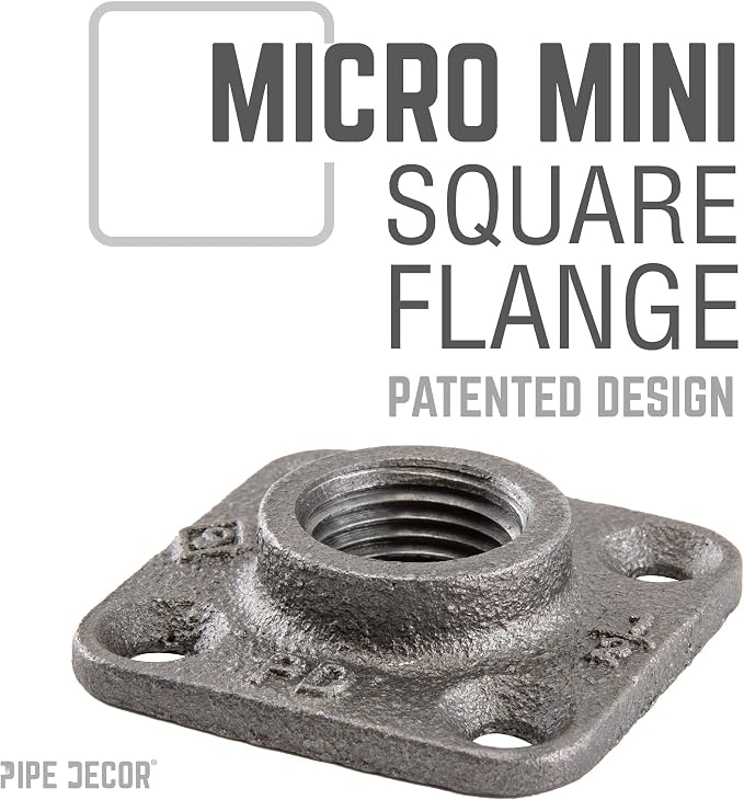 1/2" Square Micro Mini Flange Fitting, PIPE DECOR Black Malleable Iron Fittings - Image 5