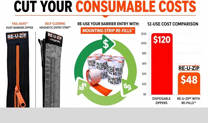 RE-U-ZIP® Reusable Dust Barrier Zipper | Fail-Safe™, Replaceable & Lockable | - Image 4