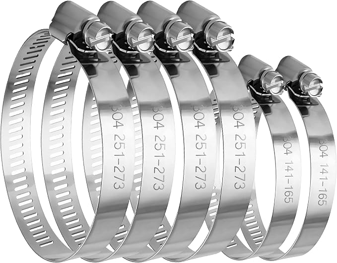 Dianrui 6PCS 10inch/ 8inch Hose Clamps Stainless Steel 304 Duct Clamps Dry Vent by Dianrui