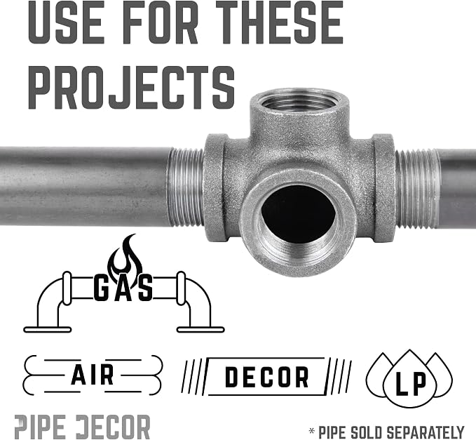 PIPE DECOR Side Outlet Tee Fitting, 3/4 Inch, DIY Furniture, and Standard 3/4 - Image 2