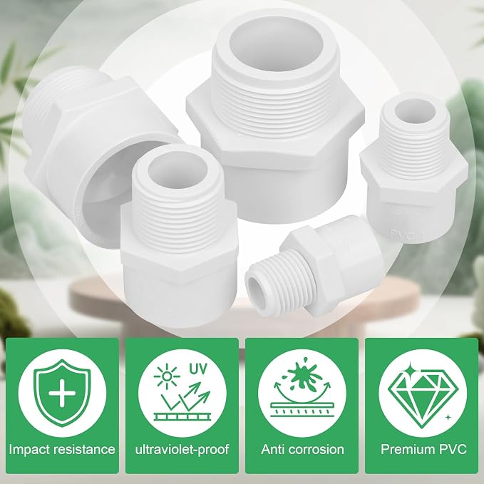 10Pack 1" PVC Male Adapter Pipe Fittings Furniture Grade SCH40 2-Way 1" PVC - Image 4