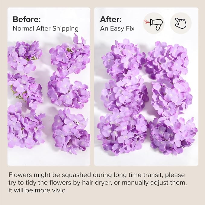 Auihiay 64Pcs Hydrangea Artificial Flowers, Home Party Baby Shower DIY Wedding - Image 8