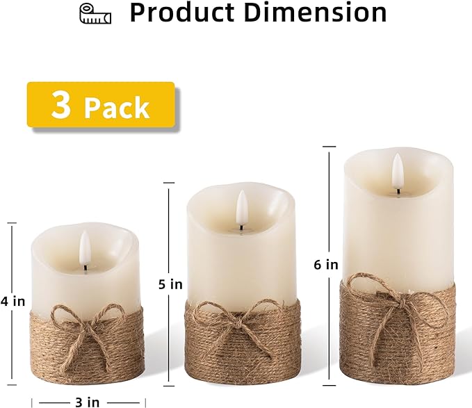AKU TONPA Flameless Candles Battery Operated Pillar Real Wax Electric LED - Image 2