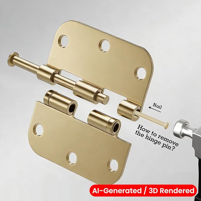 TDCHINGES Rounded Door Hinges Polished Brass 3.5 Inch 5/8" Lasting Mute | 12 - Image 3