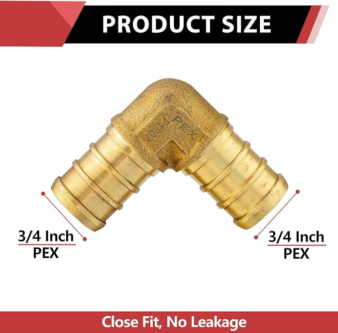 25PACK EFIELD 3/4 Inch Pex Elbow Barb Crimp Brass Fitting | - Image 2
