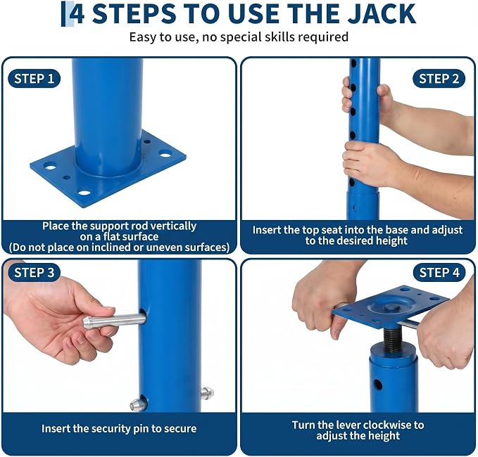 Adjustable Jack Post 56"-100", 18000LBS House Jacks | Heavy duty steel support - Image 3