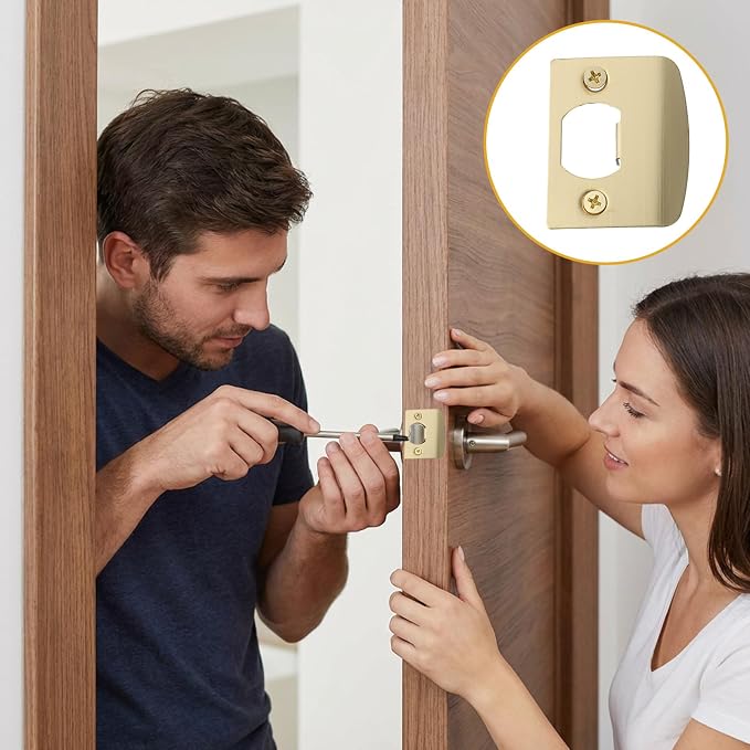 2Pcs Door Strike Plate Door Latch Plate Brass Univeral Strike Plates - Image 7
