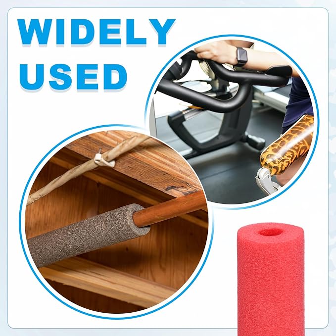 PATIKIL Pipe Insulation Foam Tube Foam Pipe Tubing Covers Red 2Pcs | 1" ID x - Image 5