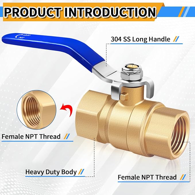 1 inch Forged Brass Ball Valve, 600 WOG Long Handle Metal Plumbing Full Bore - Image 2
