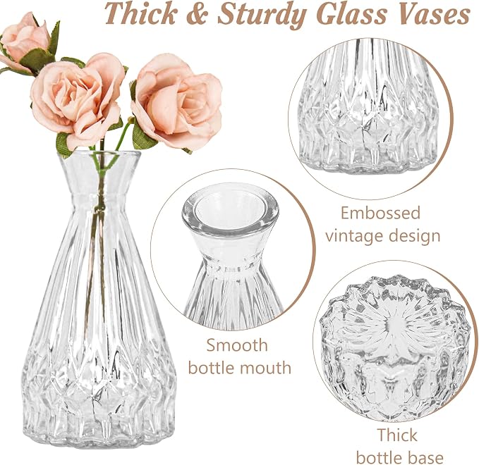 Set of 40 Glass Bud Vases, Small Clear Glass Vases in Bulk, Mini Vintage - Image 3