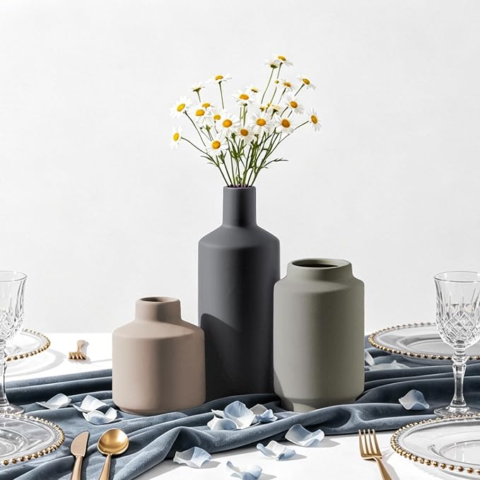 Ceramic Vase Set of 3, Modern Decorative Vases - Image 8