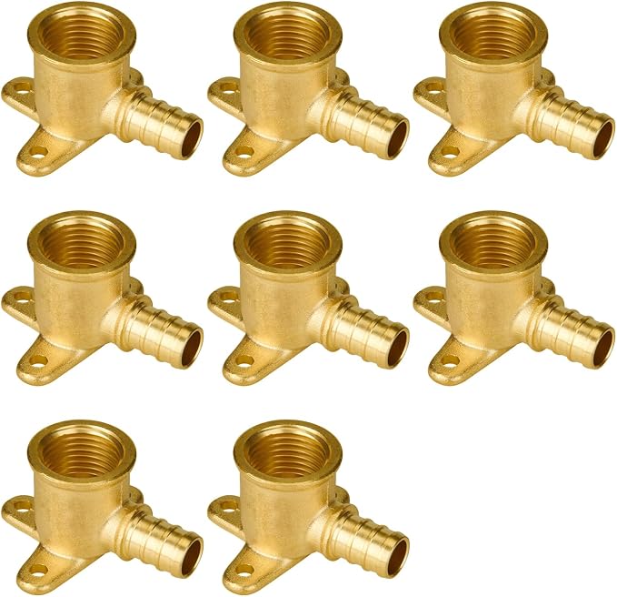 8-Pack 1/2 Inch PEX Drop Ear Elbow, Brass | 1/2" PEX-B x 1/2" Female Pipe by SUNGATOR