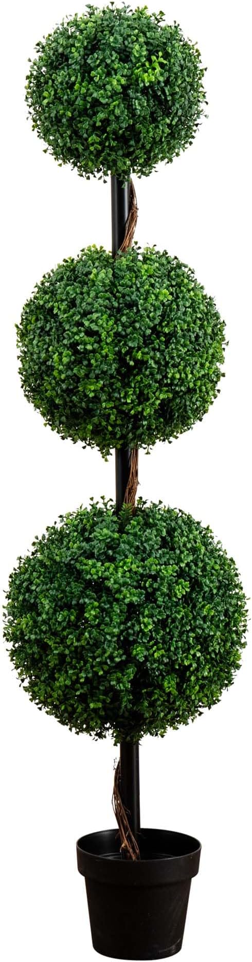 Nearly Natural 5 ft Artificial Triple Ball Boxwood Topiary Tree Floor Plant | by NearlyNatural