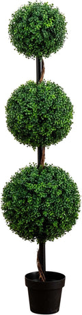 Nearly Natural 5 ft Artificial Triple Ball Boxwood Topiary Tree Floor Plant | by NearlyNatural