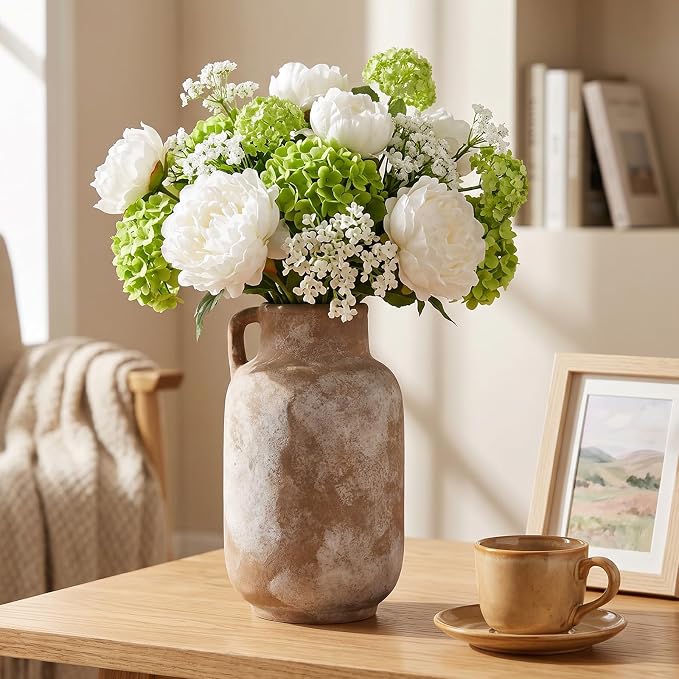 Ceramic Flower Vase, 9.3in Farmhouse Table Rustic Vases, Small Flower - Image 4
