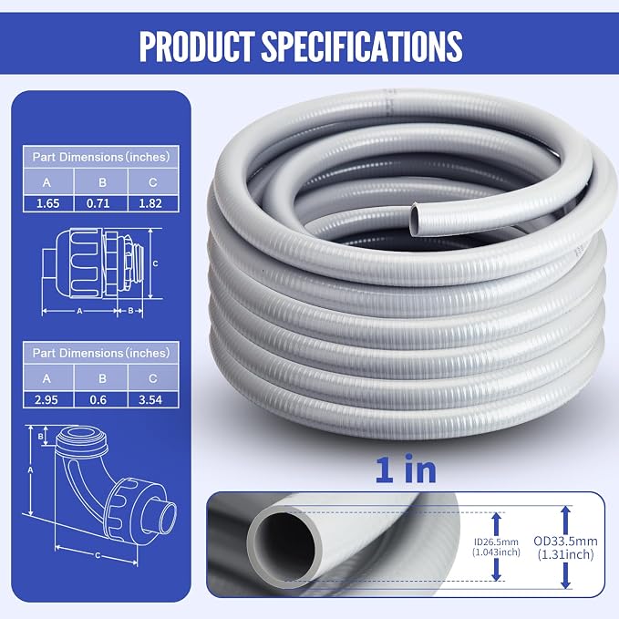 Liquid Tight Conduit 1inch 50FT, Flexible Non-Metallic Liquid Tight Flex - Image 2