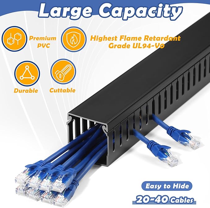 2" H x 2" W Cable Raceway, 33in Under Desk Wire Management Channel, 16.5in Each - Image 3