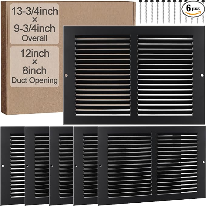 Blulu 6 Pack Fit for 12 x 8 Inch Duct Opening Return Air Vent Cover by Blulu